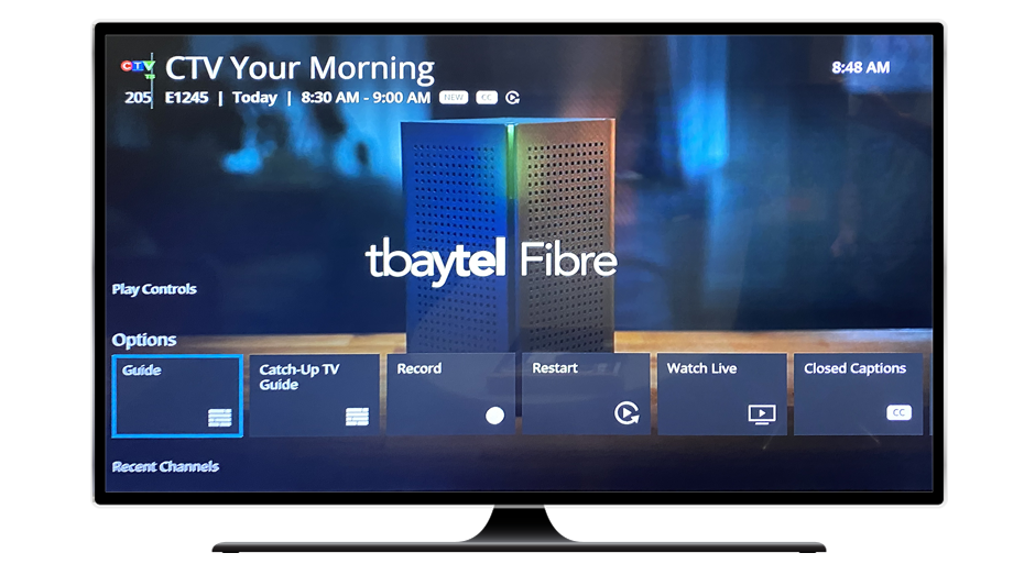Tbaytel commercial on a TV