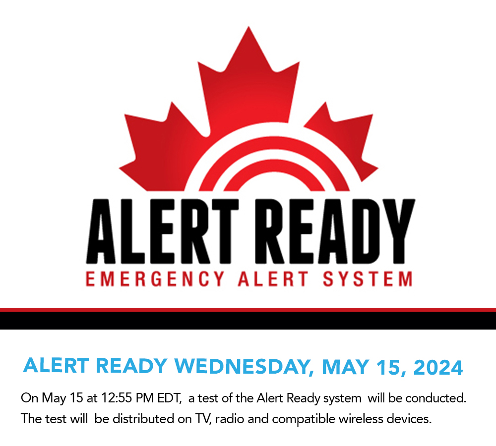 Alert Ready - Wednesday May 15 at 12:55pm