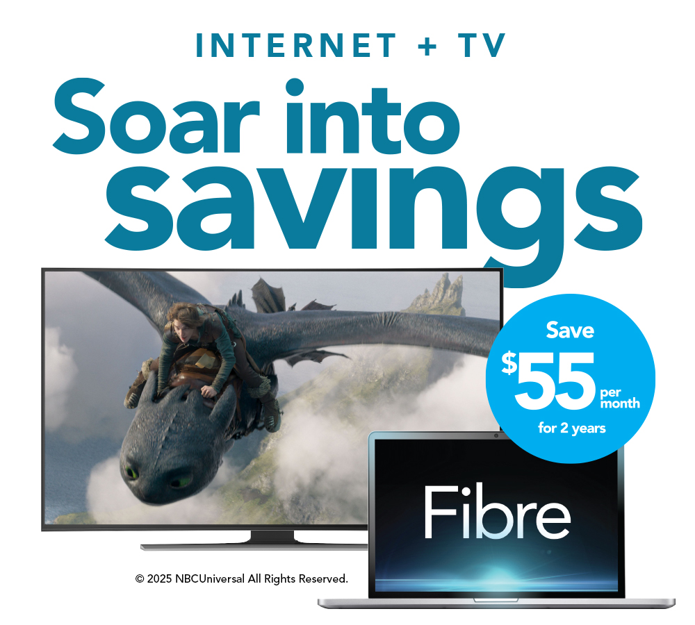 Save $55 per month with Internet + TV