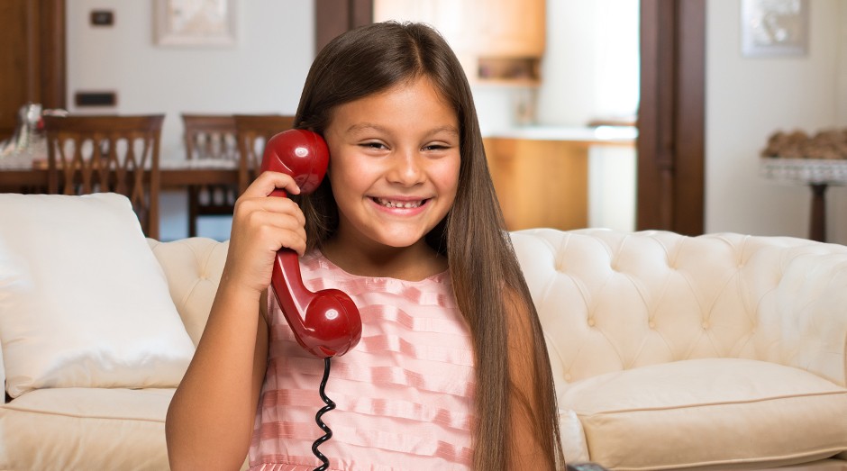 Girl making an international call