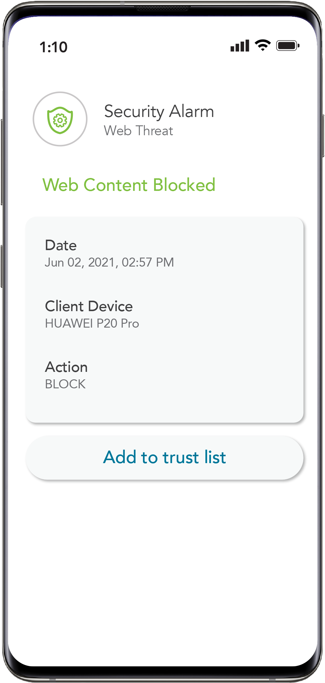 Receive alarms when content is blocked