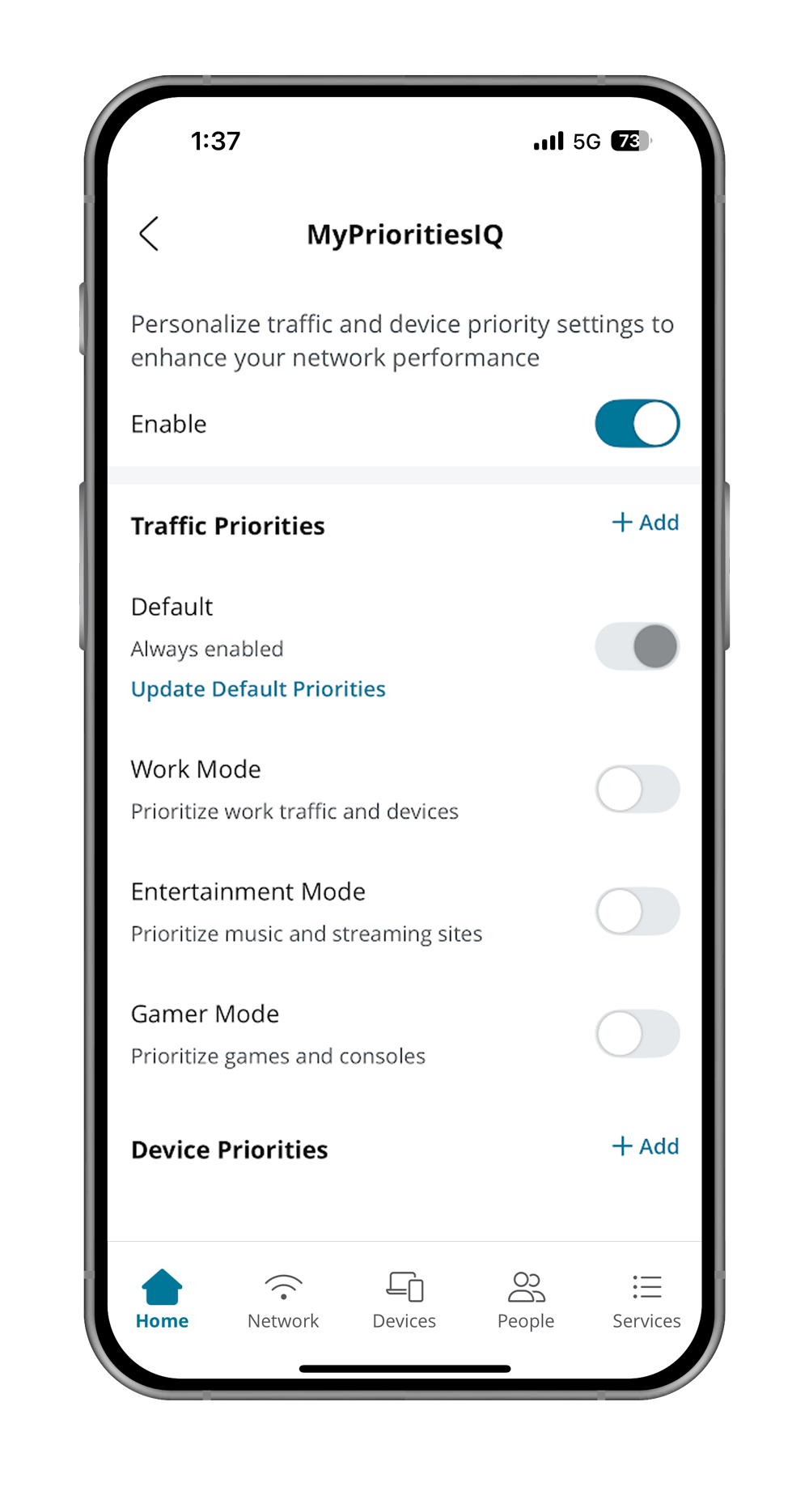 MyPriortiesIQ interface