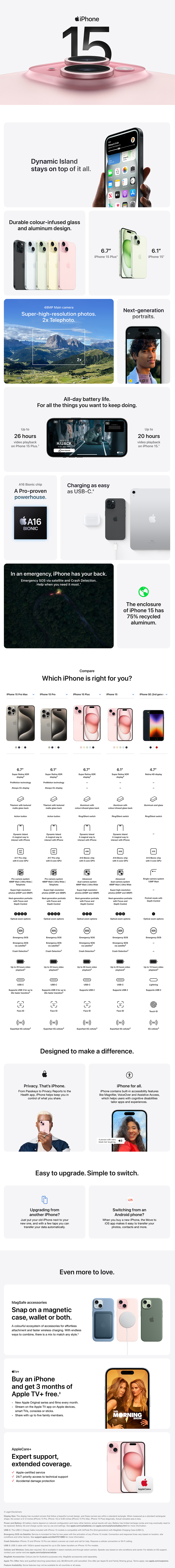 iPhone 15 and 15 Plus information
