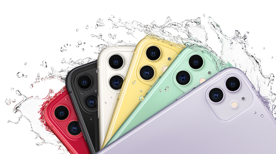 iPhone 11 splashing out of water