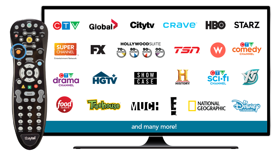 A variety of channels Tbaytel offers OnDemand