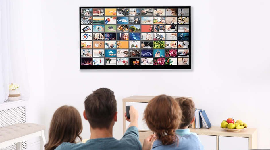 A family watching TV